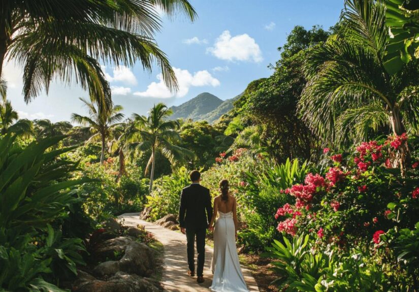 Mariage exotique Seychelles: Perfekte Kleidung für eine unvergessliche Gartenhochzeit